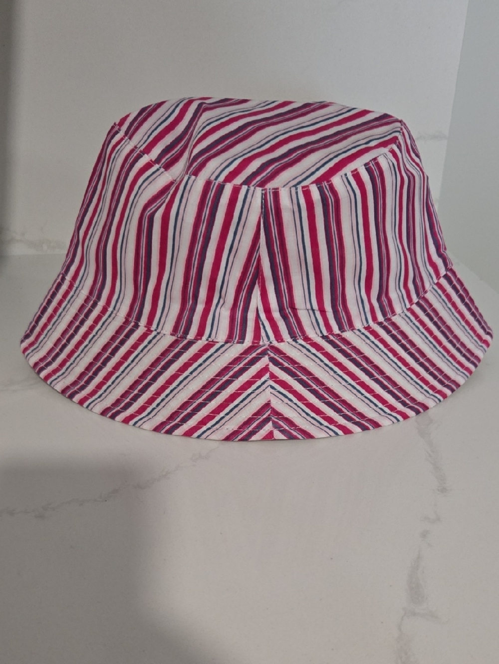 Striped Bucket Hat in Pink and White